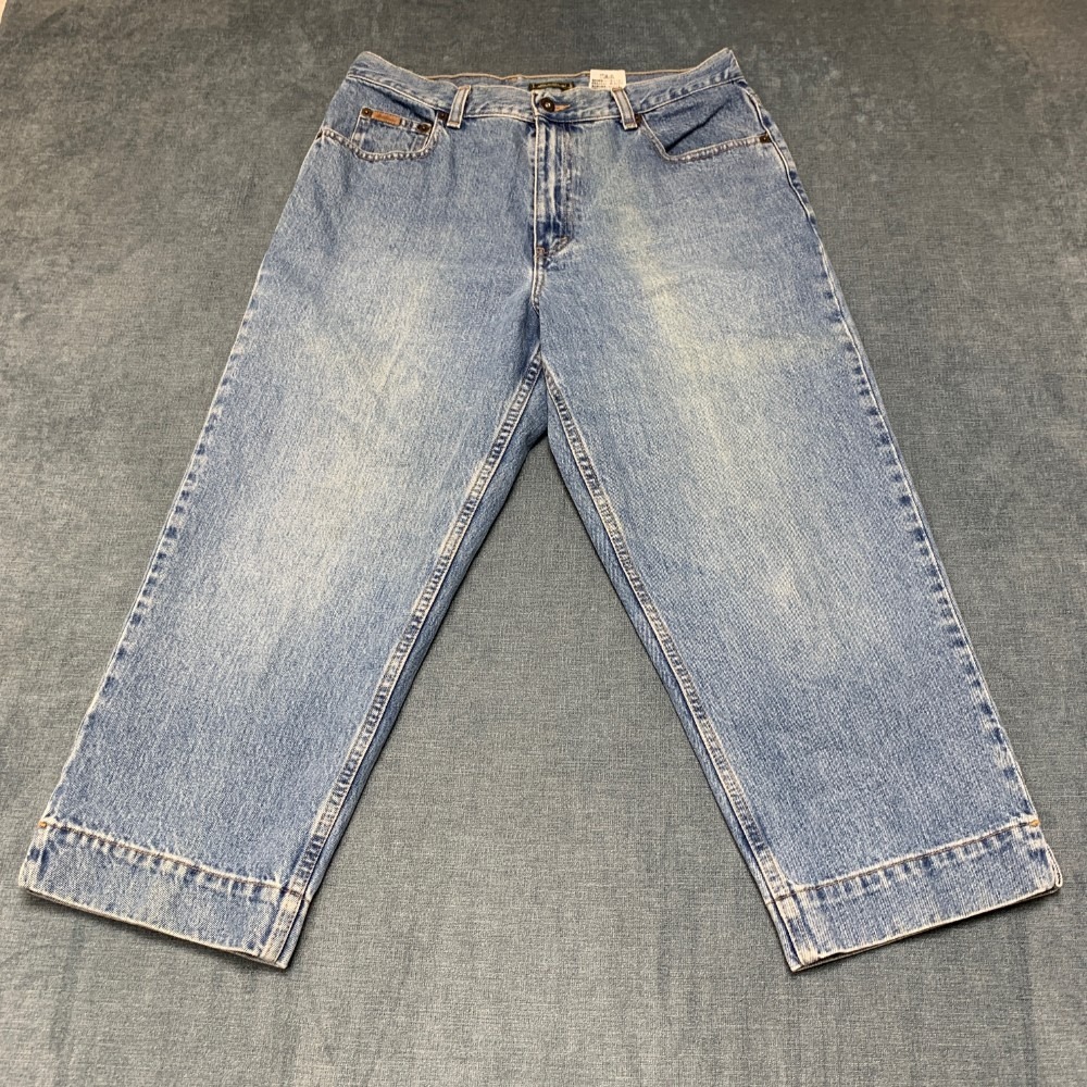 Eddie Bauer Cropped Jeans Womens 14 Blue Denim Cotton Mid Rise Casual Outdoor